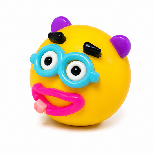 Yellow with Glasses Face Squishy - Squeeze Toy