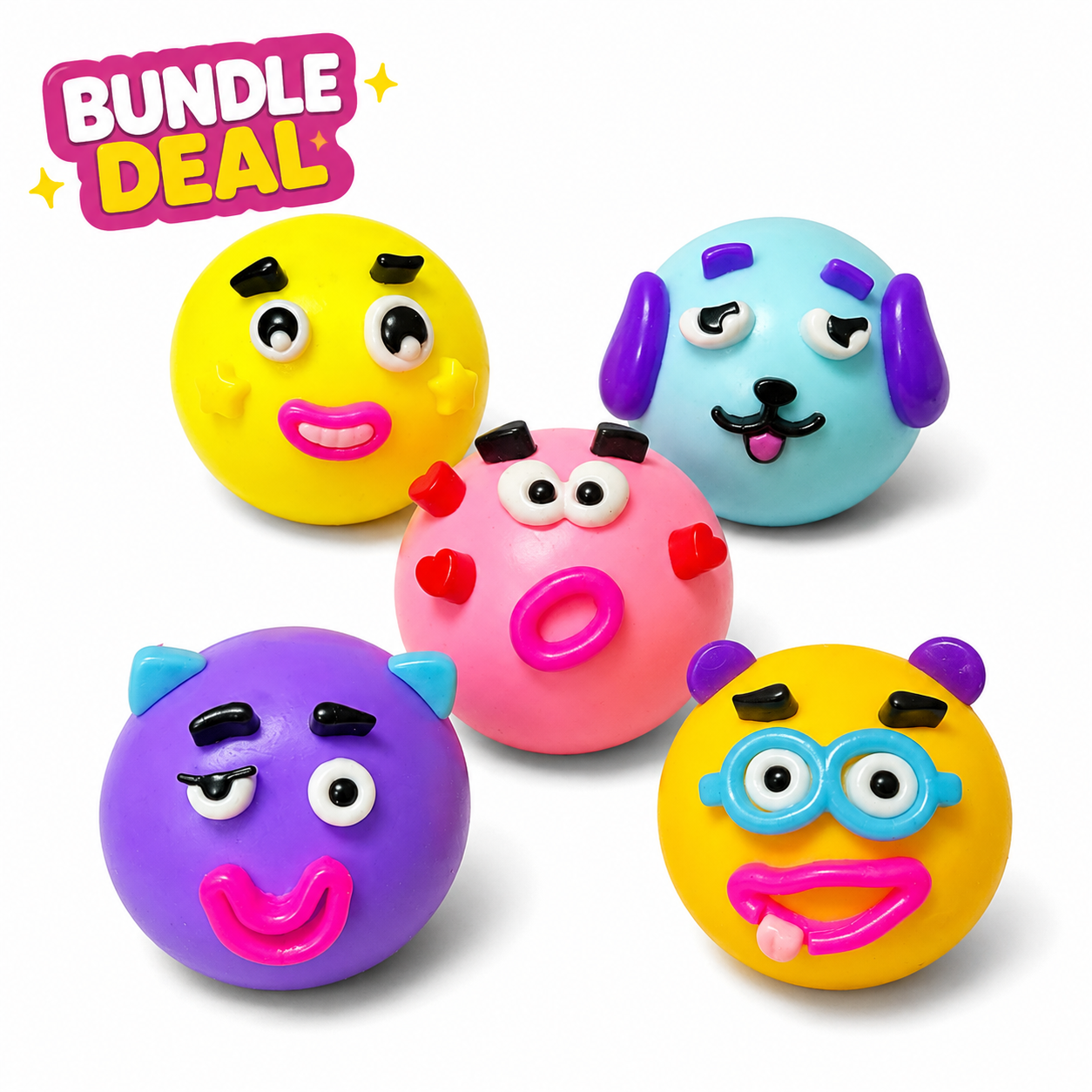 ALL 5 Face Squishies! - Squeeze Toy (BUNDLE DEAL!)