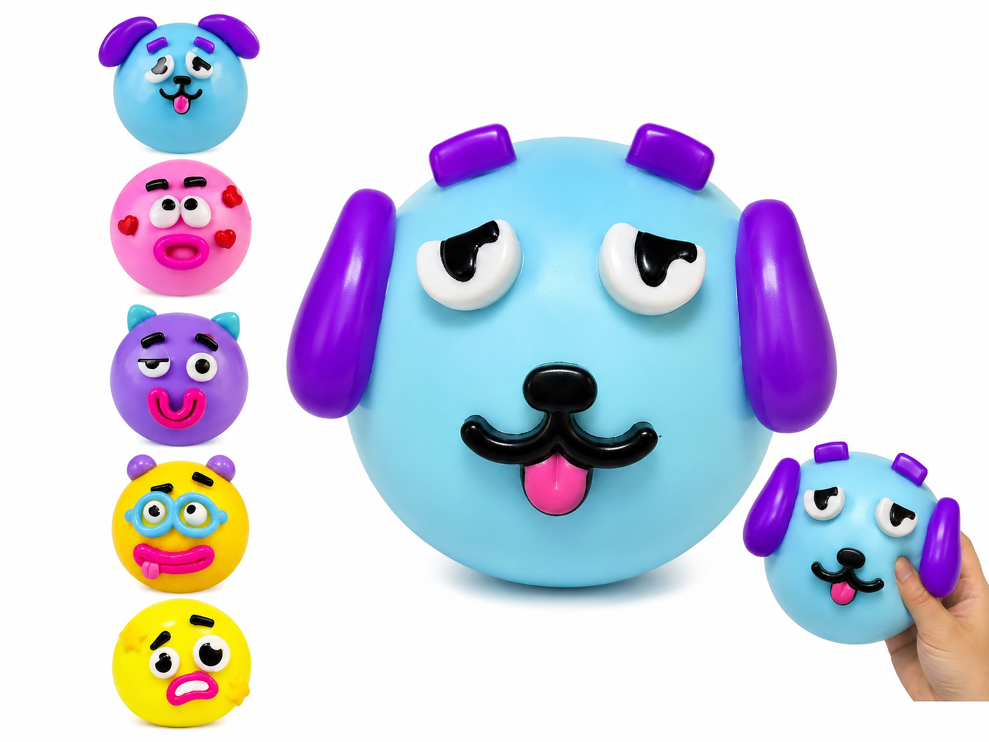 Blue Dog Face Squishy - Squeeze Toy