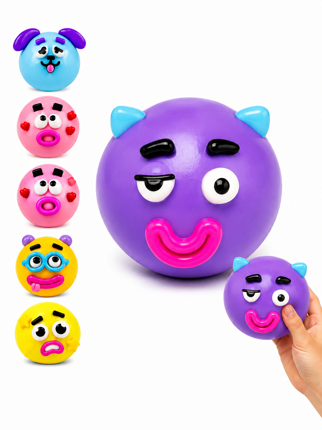 Purple Winky Face Squishy - Squeeze Toy