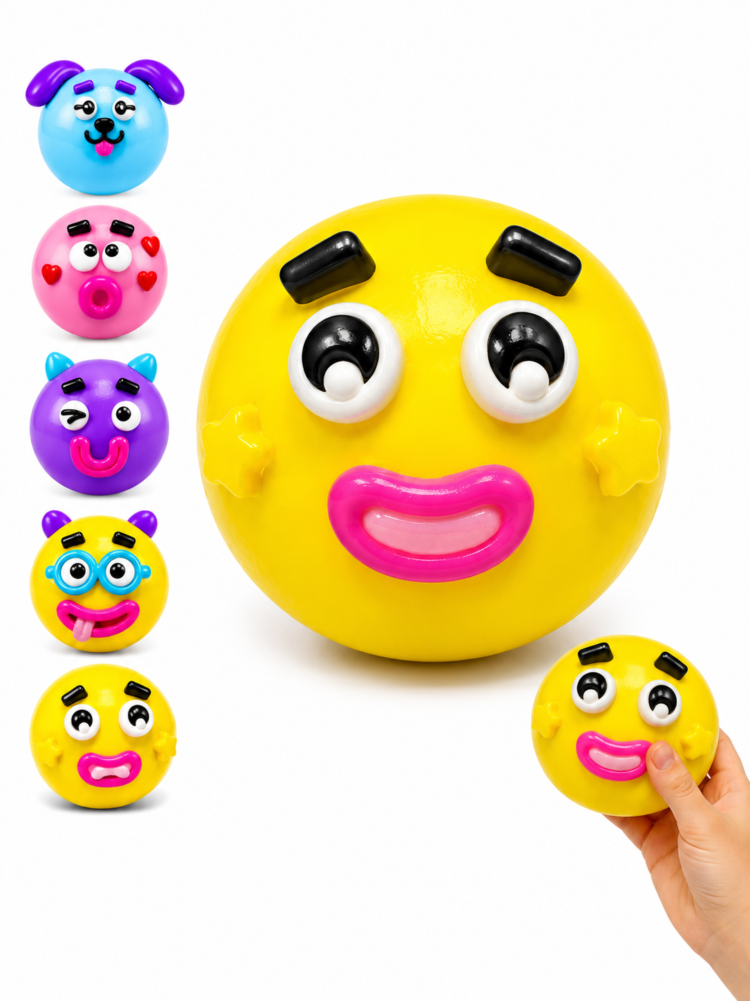 Yellow Star Face Squishy - Squeeze Toy